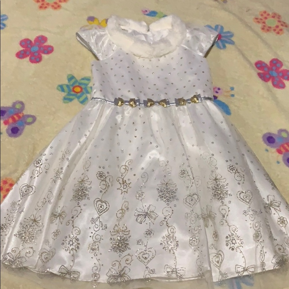 Jona Michelle Holiday Gold/Silver Cream Dress sz 7